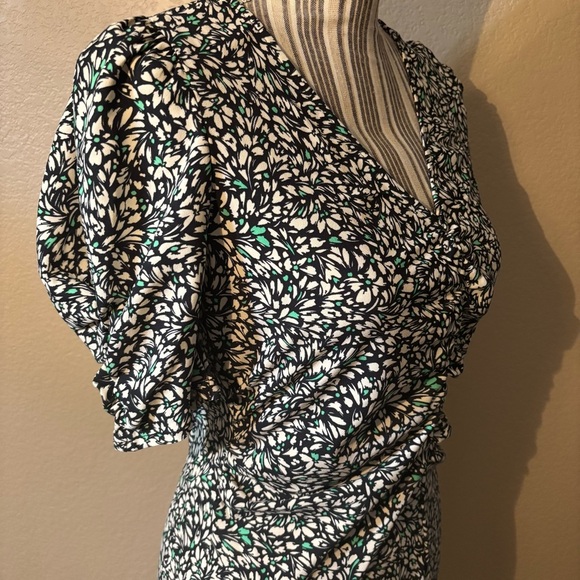 NWT A New Day Black White Floral Dress Asymmetrical Hem Short Sleeve Flowy - Picture 7 of 15